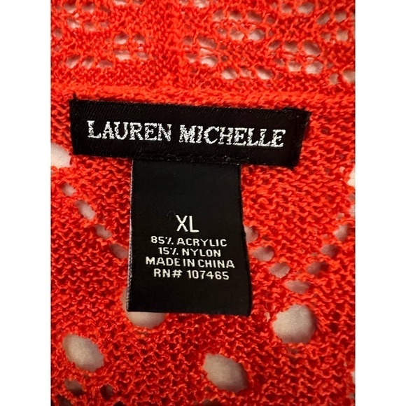 Lauren Michelle Open Front Cardigan w/Aztec Embroidered & Beaded Tank, size XL - Picture 4 of 15